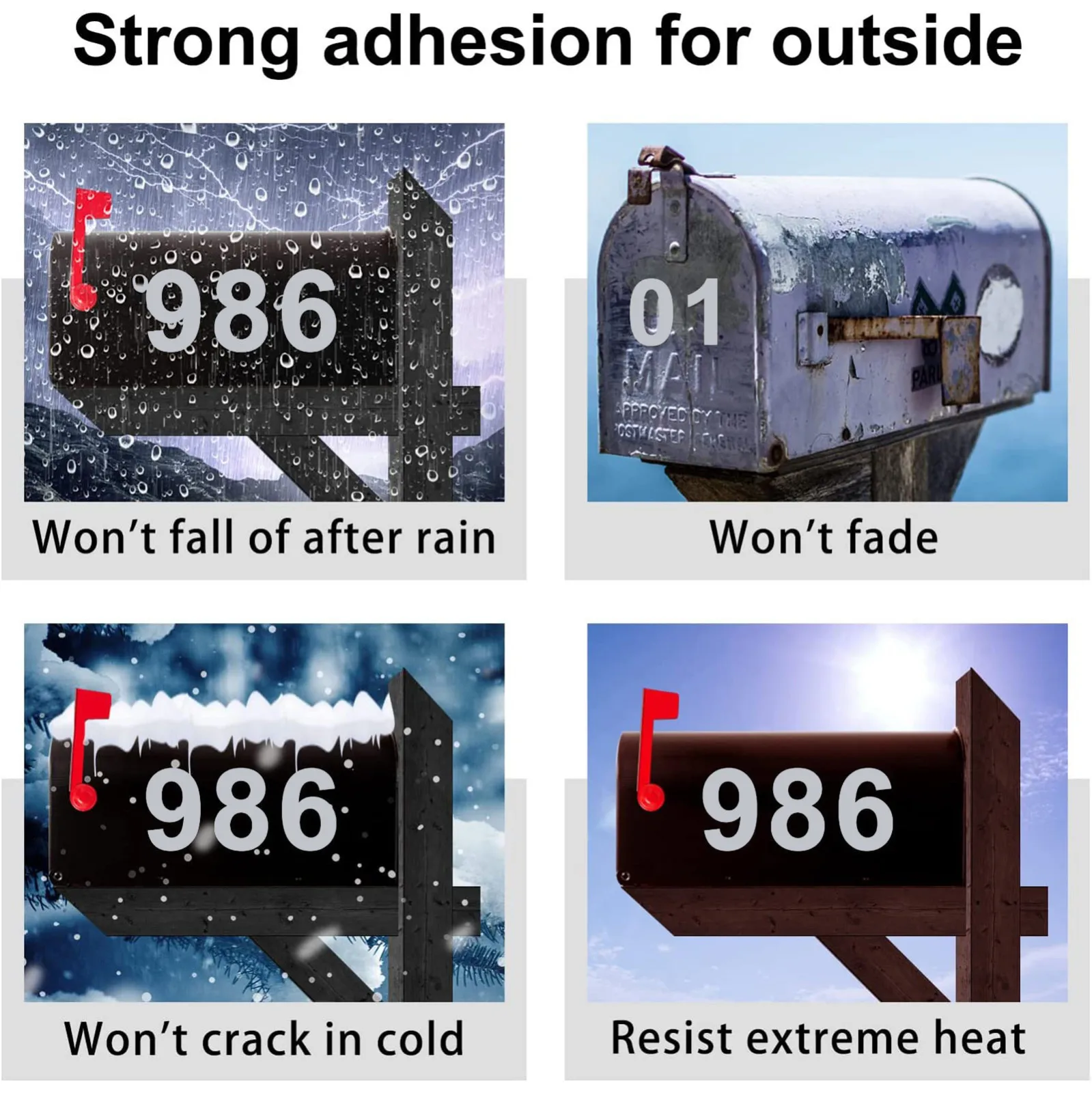 2/3/4 дюйма 5 наборов 0-9 отражающих наклеек с номерами для почтового ящика, адресные наклейки из винила с клеевым слоем, многофункциональные цифровые наклейки.