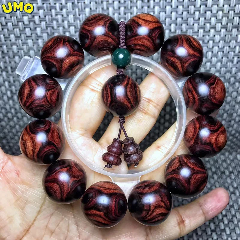 

Hainan Huanghua Pear Purple Avocado Old Material Ghost Face to Eye Buddha Zhuhai Yellow Pattern 20mm Wooden Hand String Men's Br