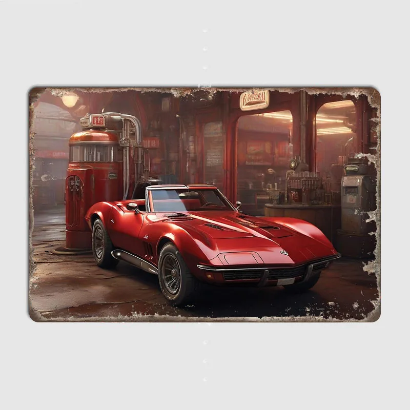Металлическая табличка карамельного яблока 1969 Chevrolet Corvette Постер для гостиной