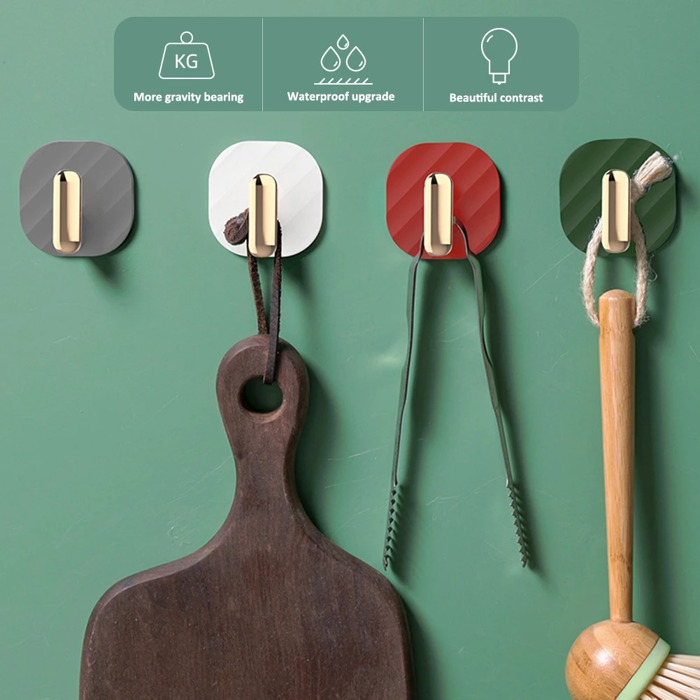 

4pcs Wall Hooks Hanger Double-Sided Adhesive Strong Hooks Hat Coat Hooks Wall Storage Holder for Bathroom Shower Living Room
