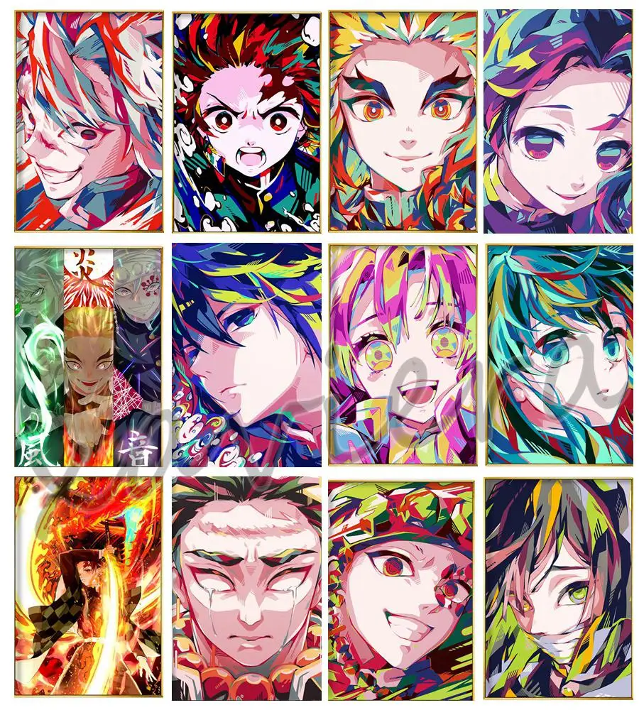 

5D Diy Diamond Painting Anime Demon Slayer Cross Stitch Full Square Round Drill Mosaic Embroidery Kits Handmade Gift for Kids