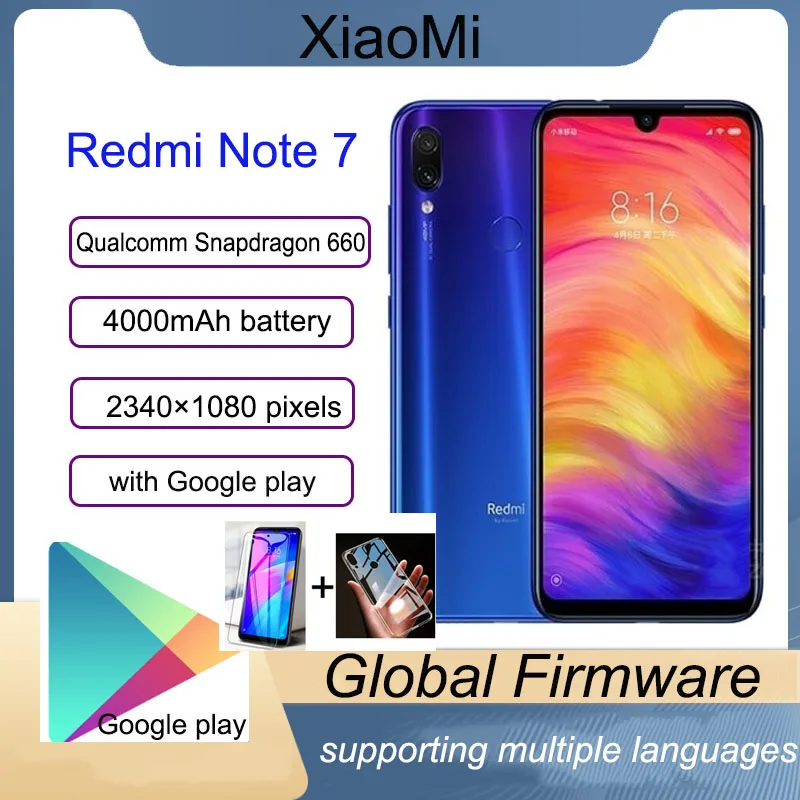 

Original Xiaomi Redmi Note 7 Smartphone 6G 64G Snapdragon 660AIE Android Mobile Phone 48.0MP+5.0MP Rear Camera Cellphone