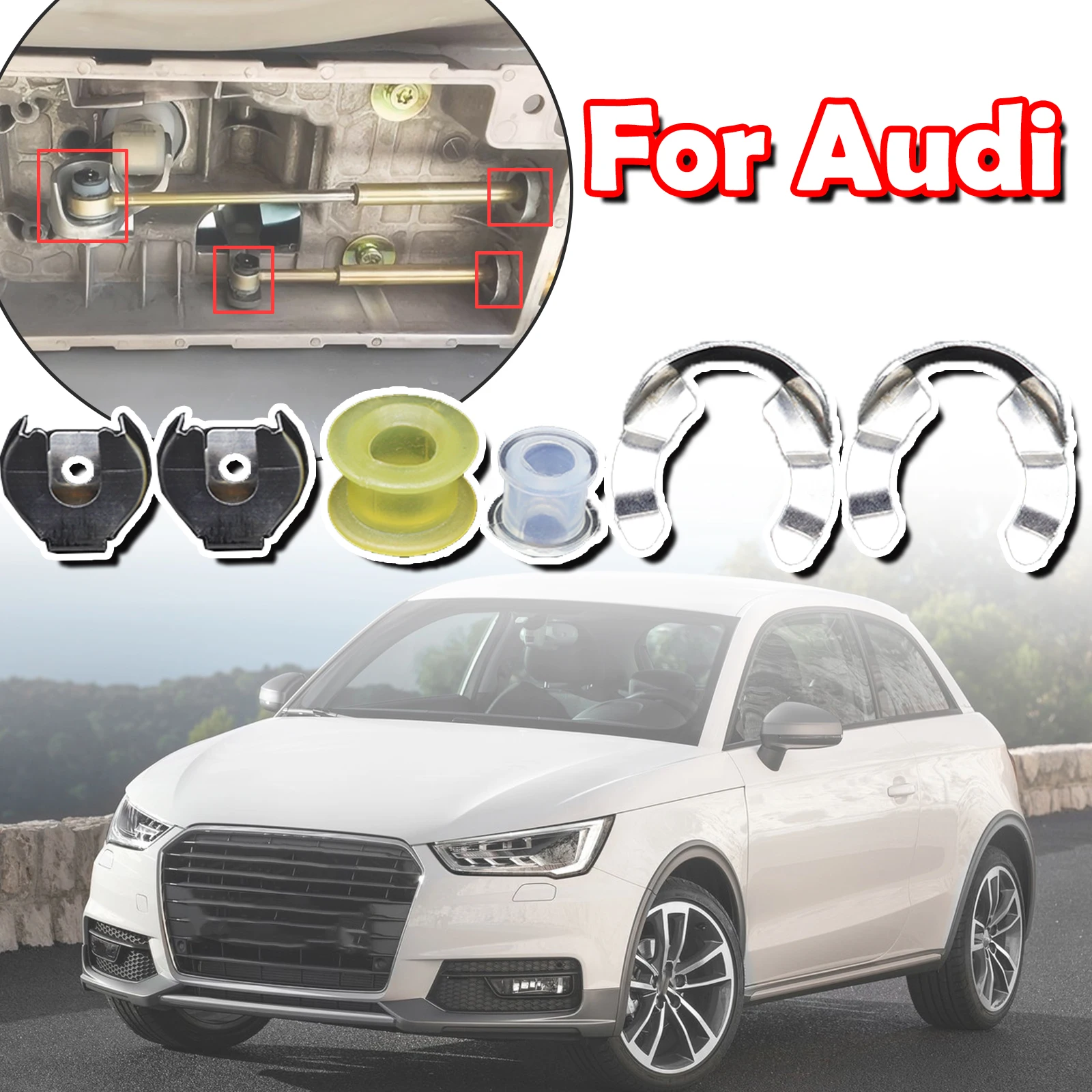 Фото Для Audi A3 A2 A1 TT ручной трансмиссионный трос переключения передач, втулка стопорной шайбы, селектор рычага переключения передач, комплект концевых стержней, замена деталей коробки передач №1