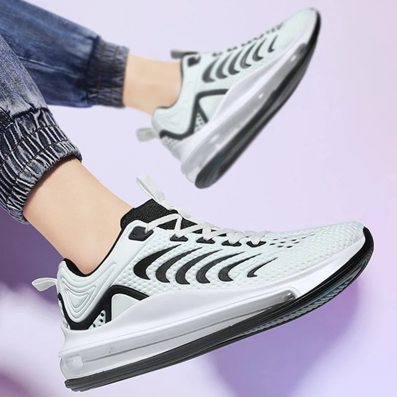 Air Cushion Men's Shoes 2022 Summer New Breathable Low-top Lace-up Running Shoes Mesh Shallow Mouth Men's Casual Sports Shoes