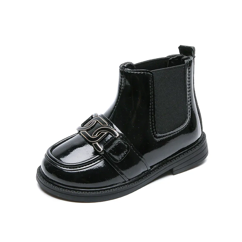 

Осень 2022, новинка, детские кожаные ботинки в Корейском стиле, Блестящая Глянцевая обувь на толстой подошве для девочек, модные ботинки-марти...
