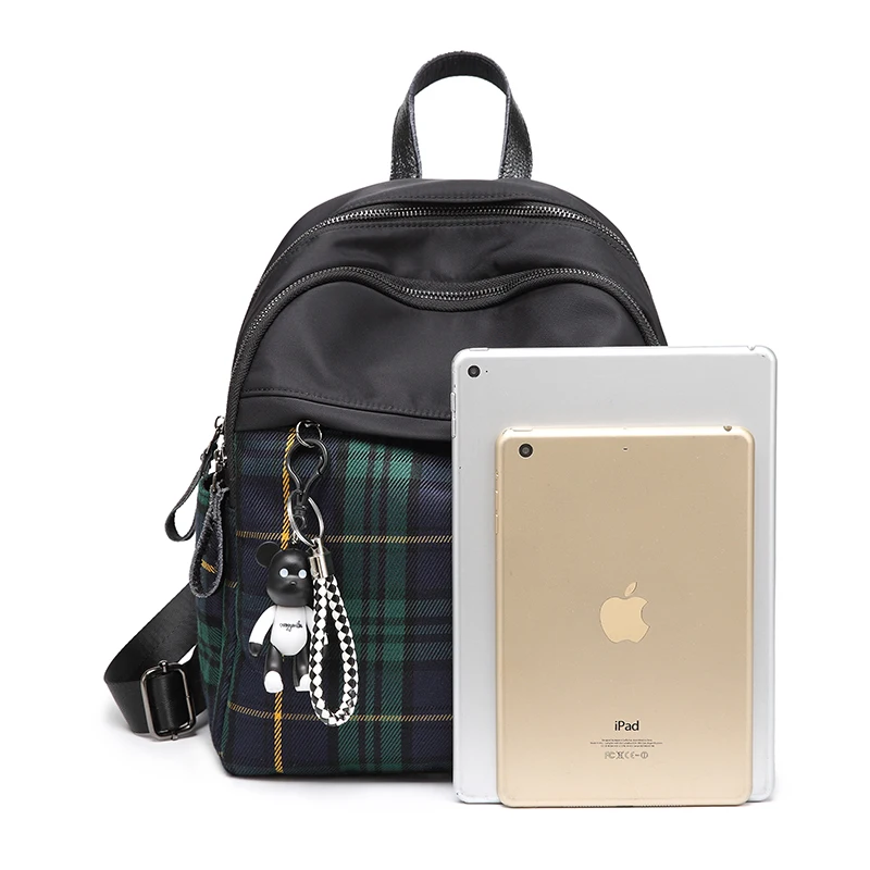 School Backpack for Girl Student Book Bags Teenager Plaid Schoolbag Small Kawaii Backpacks Women Cute Back Bag Waterproof Canvas