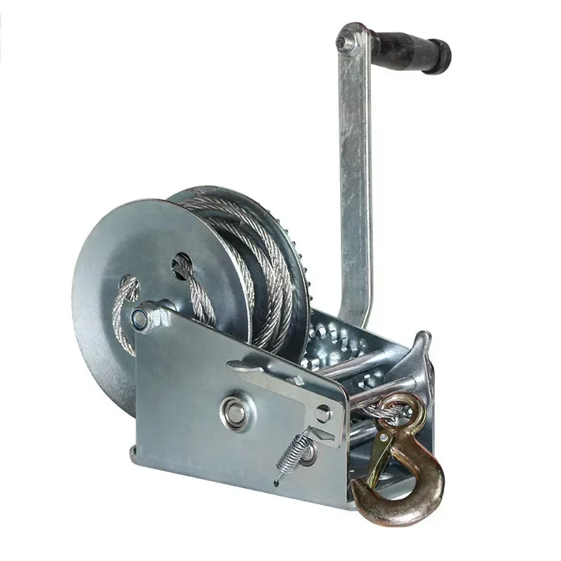 600 Lb-3000 Lb Wire Rope Lifting Winch Household Manual Hand Hoisting Self-locking Traction Machine with Steel