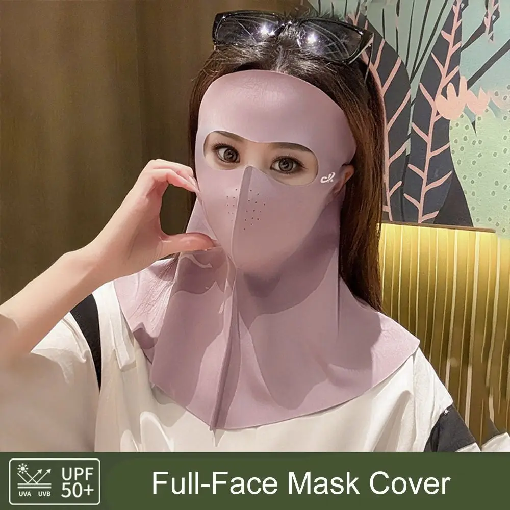 Fashion Summer Full-Face Mask Cover Sun Protection Outdoor Ice Silk Face Veil UPF 50+ Cycling Neck Wrap for Male Female