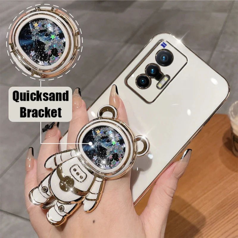 

Cartoon Quicksand Bear Astronaut Case for Huawei P30 P40 Pro P20 Lite P50 Mate 20 50 30 40 10 Honor 70 50 60 Stand Glitter Cover