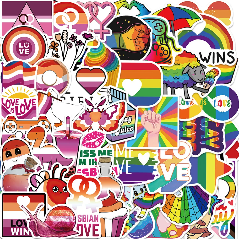 

10/25/50Pcs Colorful Rainbow Funny LGBT Gay Pride Lesbian Sticker Skateboard Guitar Motorcycle Car Scrapbook Laptop Suitcase Toy