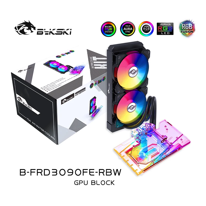 Водяной блок BYKSKI GPU AIO для NVIDIA GeForce RTX 3090 Founders Edition с 240 мм радиатором/насосом/2