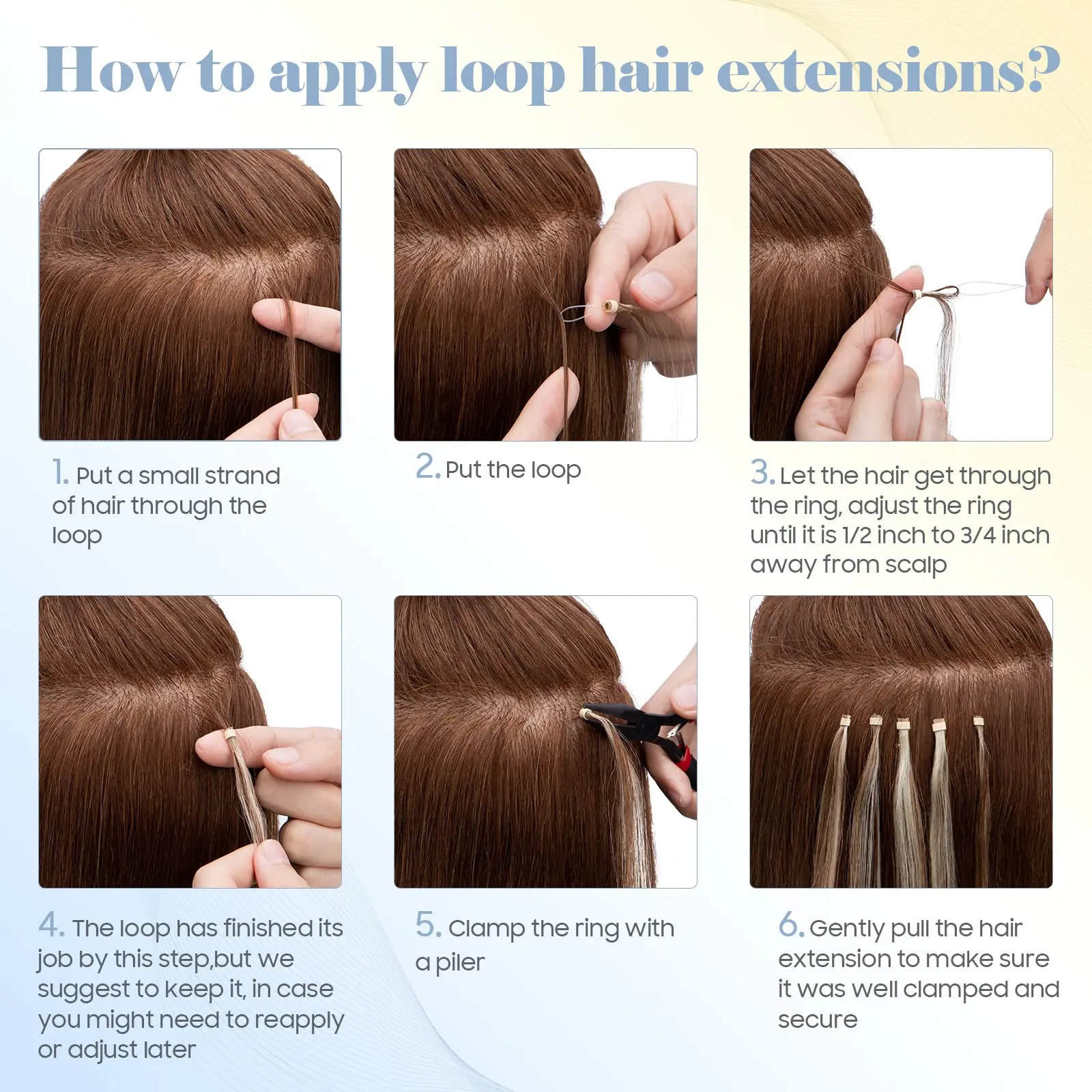 Angelove Straight Remy Hair Loop Micro Ring Extensions 50 г/упак. Бразильские натуральные волосы для женщин