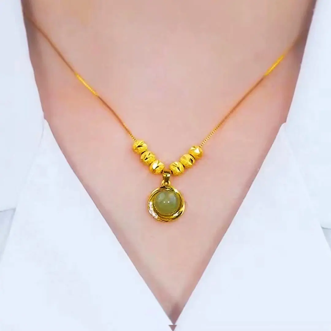 

Minimalist Luxury 14k Plated Gold Color Exquisite Fashion Necklaces Transport Bead Glamour Elegant Necklaces Flash Necklaces