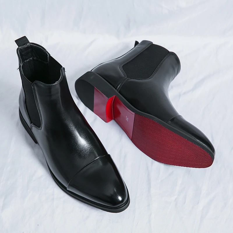 

Men Formal Ankle Boots Business Casual High Quality Men Dress Office Chelsea Boots Male Slip-On Oxfords Luxury Designer Shoes