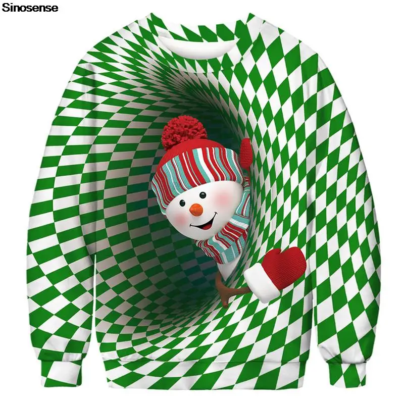 

Men Women Snowman Ugly Christmas Sweater Pullover Xmas Jumper Tops 3D Novelty Printed New Year Eve Holiday Party Sweatshirt