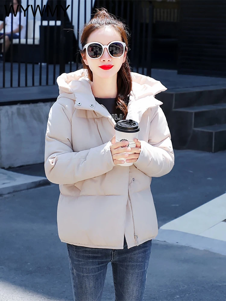 WYWMY Winter Coat Parkas Women Clothing Korean Version Thick Warm Cotton Jacket Slim Thickening Hooded Women's Cotton Coat