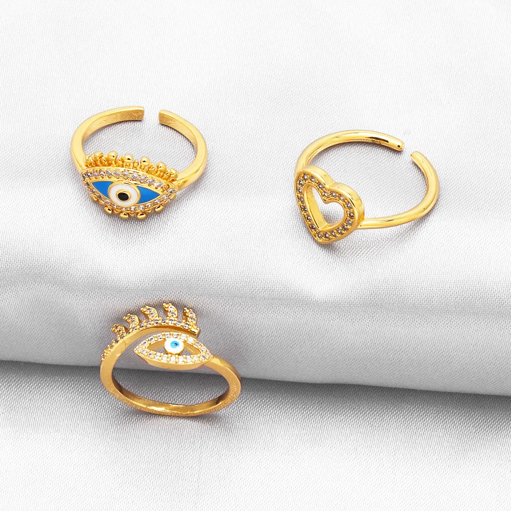 OCESRIO белые кристаллы эмаль синий глаз кольца для женщин медные позолоченные