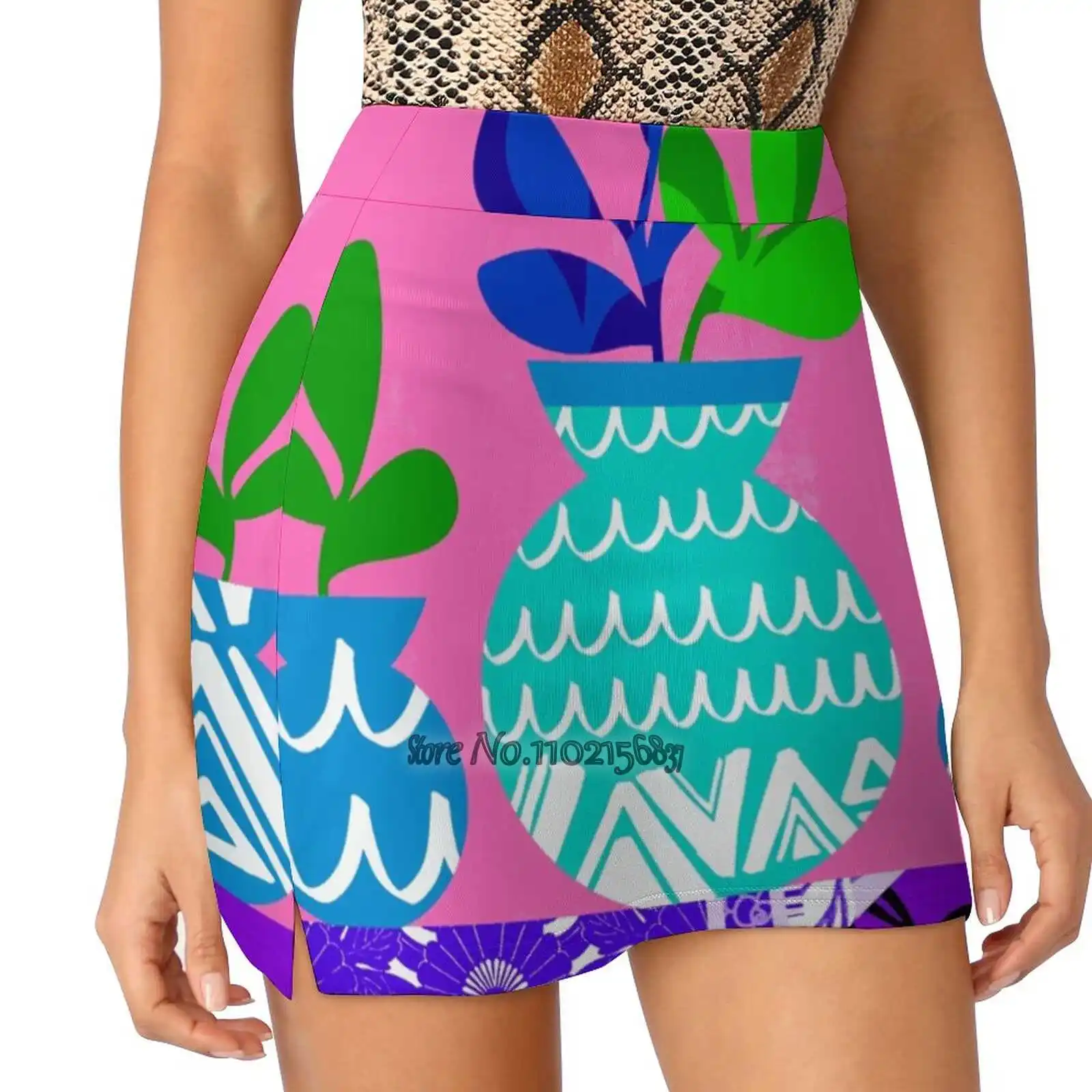 

Юбка-карандаш Женская из двух частей с растениями