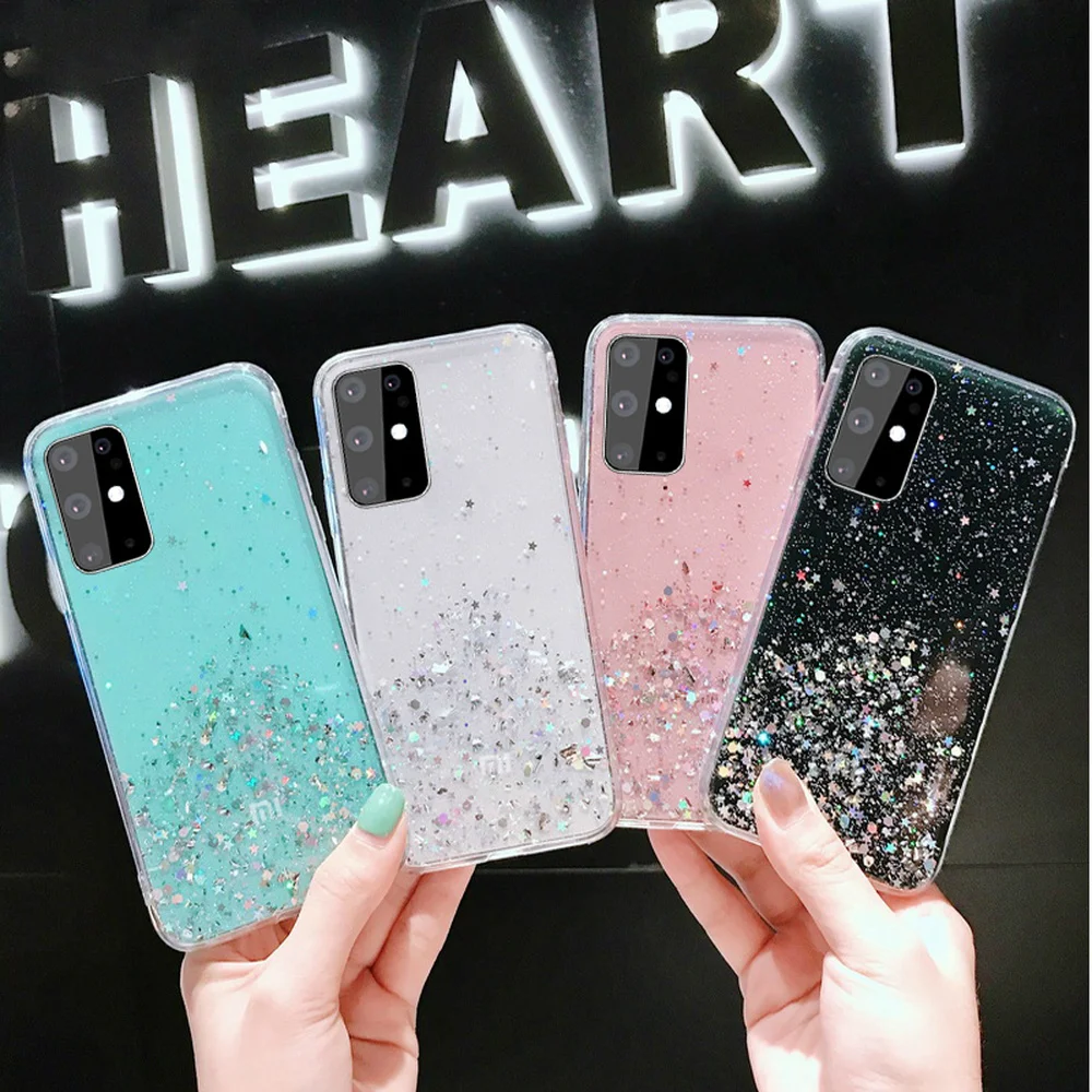 Покрытие с блестками Sequins Glitter для Samsung Galaxy S23 Ultra S8 S9 S10E S20 S22 Plus S21 FE S10 Lite, мягкий силиконовый чехол.