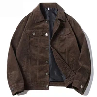retro corduroy jacket mens spring and autumn mature stable lapel workwear top casual loose cotton jacket