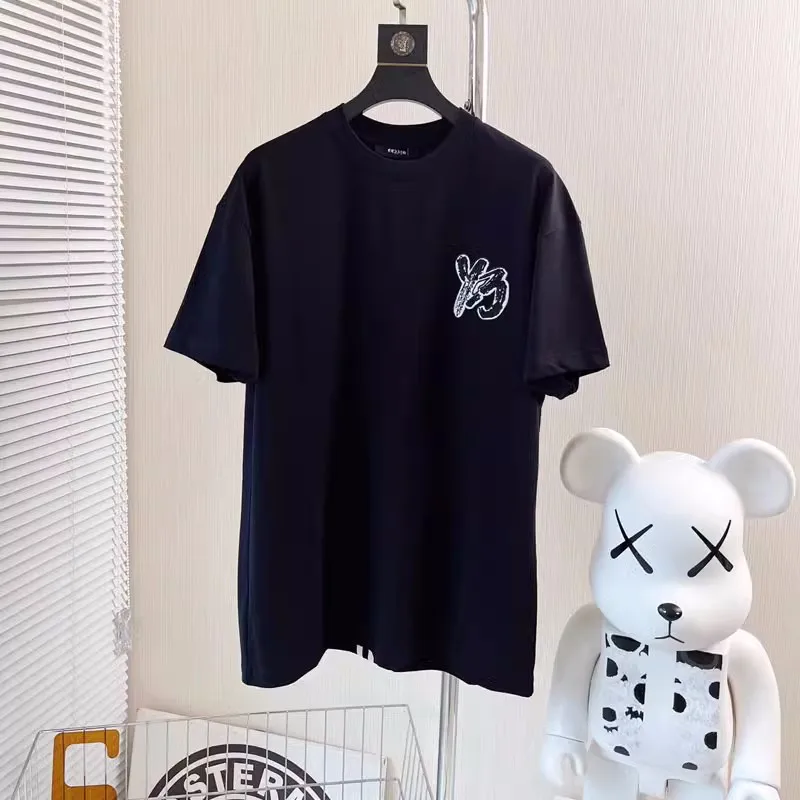 

Yohji Yamamoto Y-3 graffiti printing three stripes round neck short sleeved T-shirt men and women's trend loose and versatile