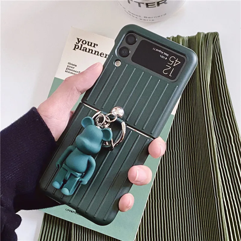 

For Samsung ZFlip3 Case Frosted Phone Case for Samsung ZFlip 3 Conque Female F7110 Folding Screen Suitcase Dark Green Z Flip3