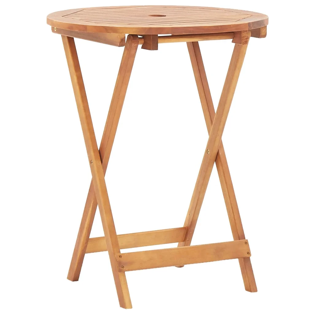 

Folding Garden Table, Solid Acacia Wood Outdoor Table , Patio Furniture 60x75 cm （D x H）