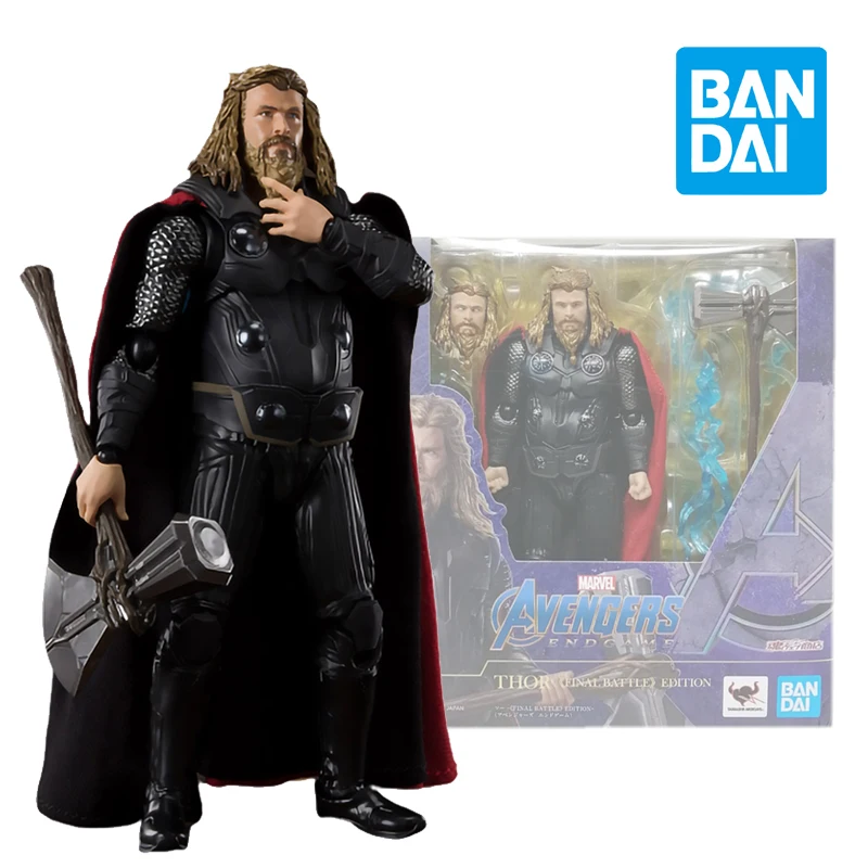 

Original Bandai Marvel SHF Avengers Endgame Final Battle Edition Thor Anime Action Figures Collection Model Toys for Children