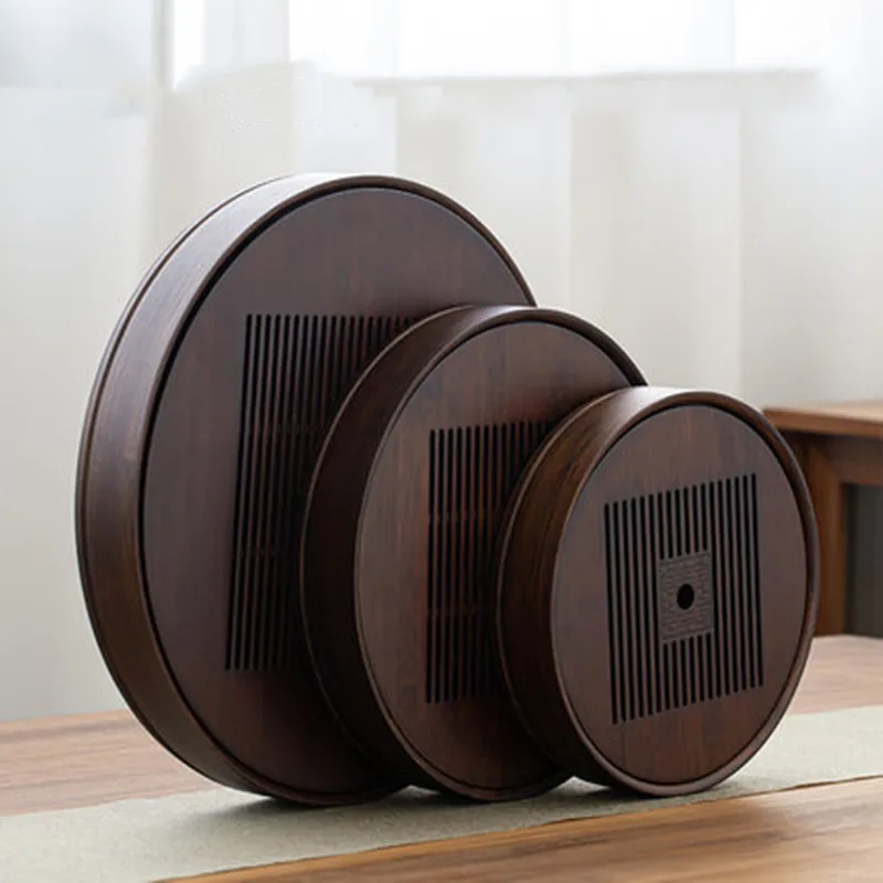 

Бамбуковый чайный поднос большой емкости для хранения воды, круглая чайная доска, китайский чайный сервиз Кунг-фу, традиционный бамбуковый ...