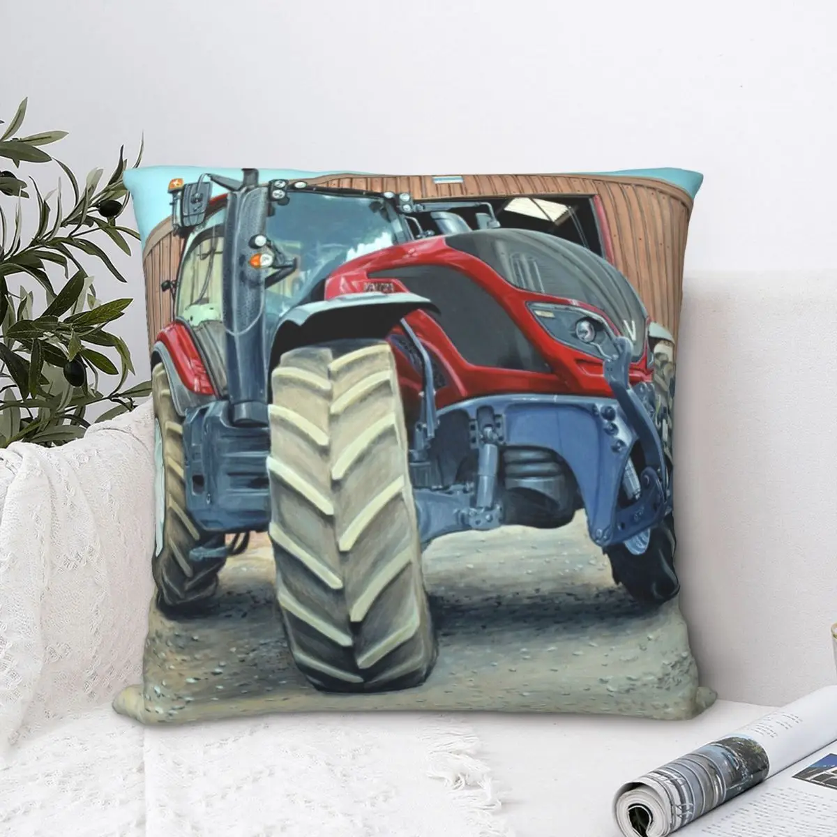 

Red Tractor Square Pillowcase Cushion Cover cute Zipper Home Decorative Throw Pillow Case for Home Simple 45*45cm
