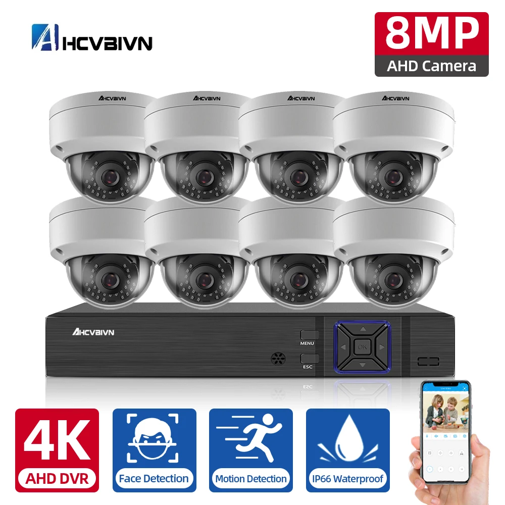 

Комплект видеонаблюдения H.265 + 8 каналов 4K Ultra HD CCTV DVR 8 Мп с защитой от взрыва, система камер домашней безопасности IP66 водонепроницаемый компл...