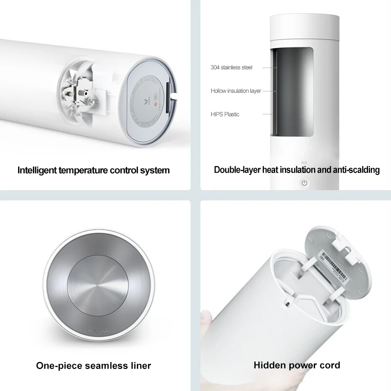 Youpin Портативный электрический чайник термос чашка 2в1 304 нержавеющая сталь