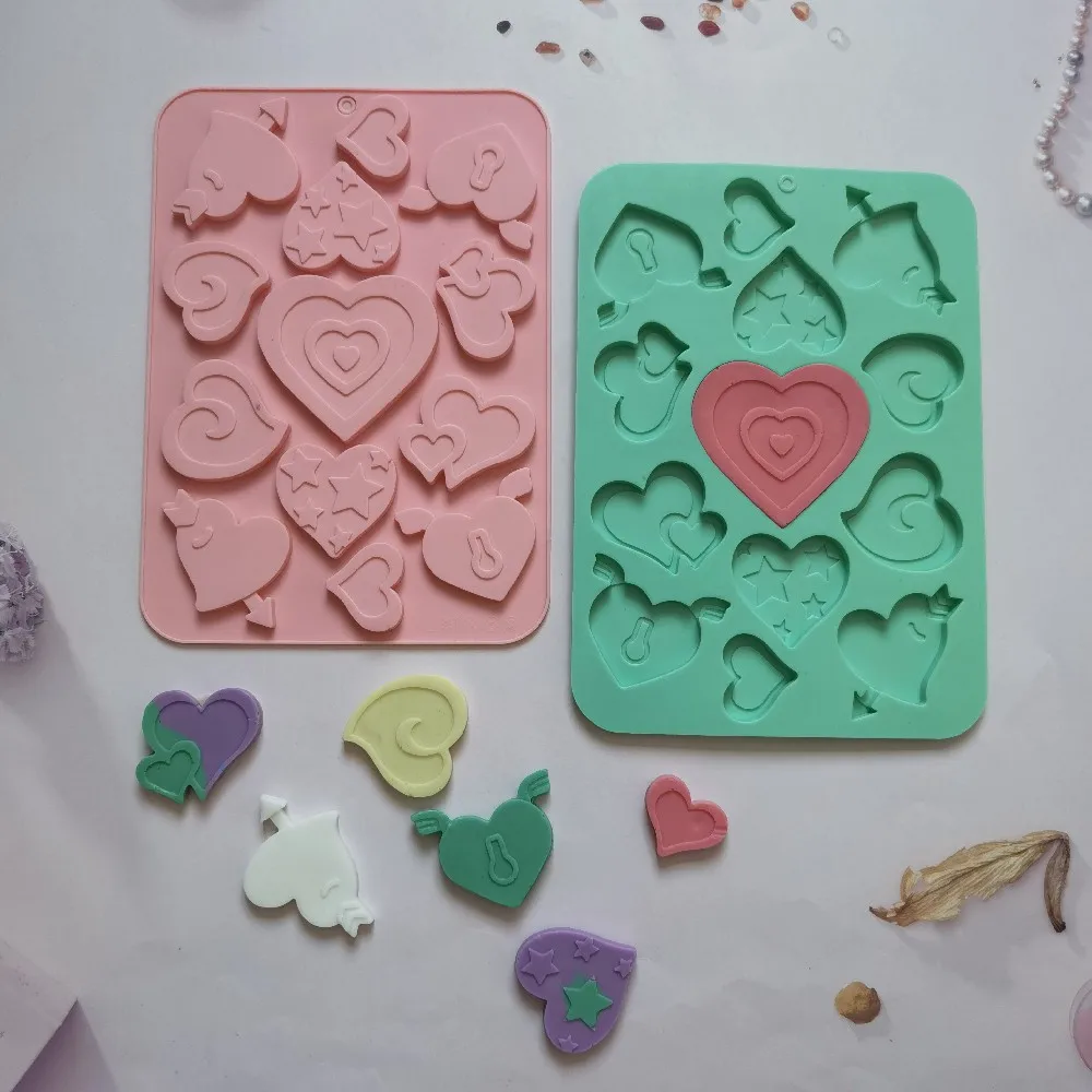 

New Heart Chocolate Molds 13 Cavity love Shape Silicone Wedding Candy Baking Molds Cupcake Decorations Cake Mold 3D DIY