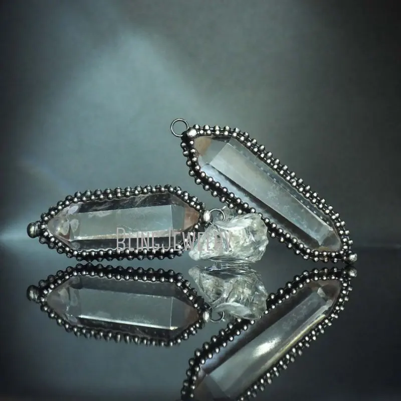 Большой прозрачный кварцевый двойной кристаллический подвесной талисман PM44410