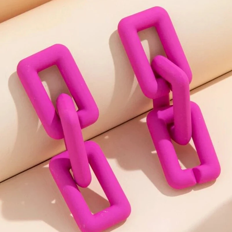 

New Simple Solid color Acrylic Chain Drop Earrings For Woman Fashion Korean exaggeration Big earrings Gift Jewelry 2022