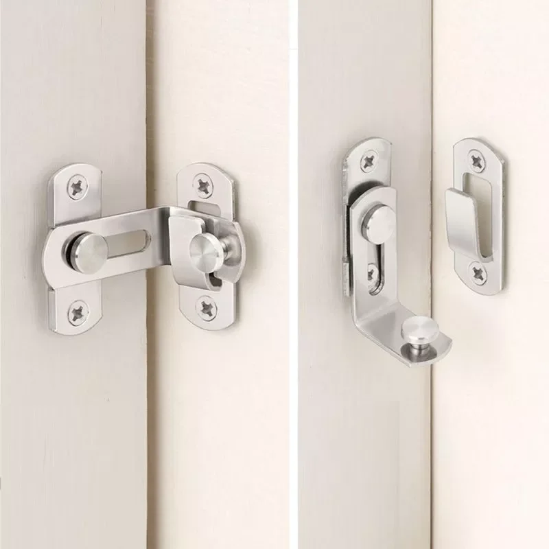 

Stainless Steel Right Angle Locking Latch Sliding Barn Door Lock Doors Windows Safety Security Home Anti-Theft Guard