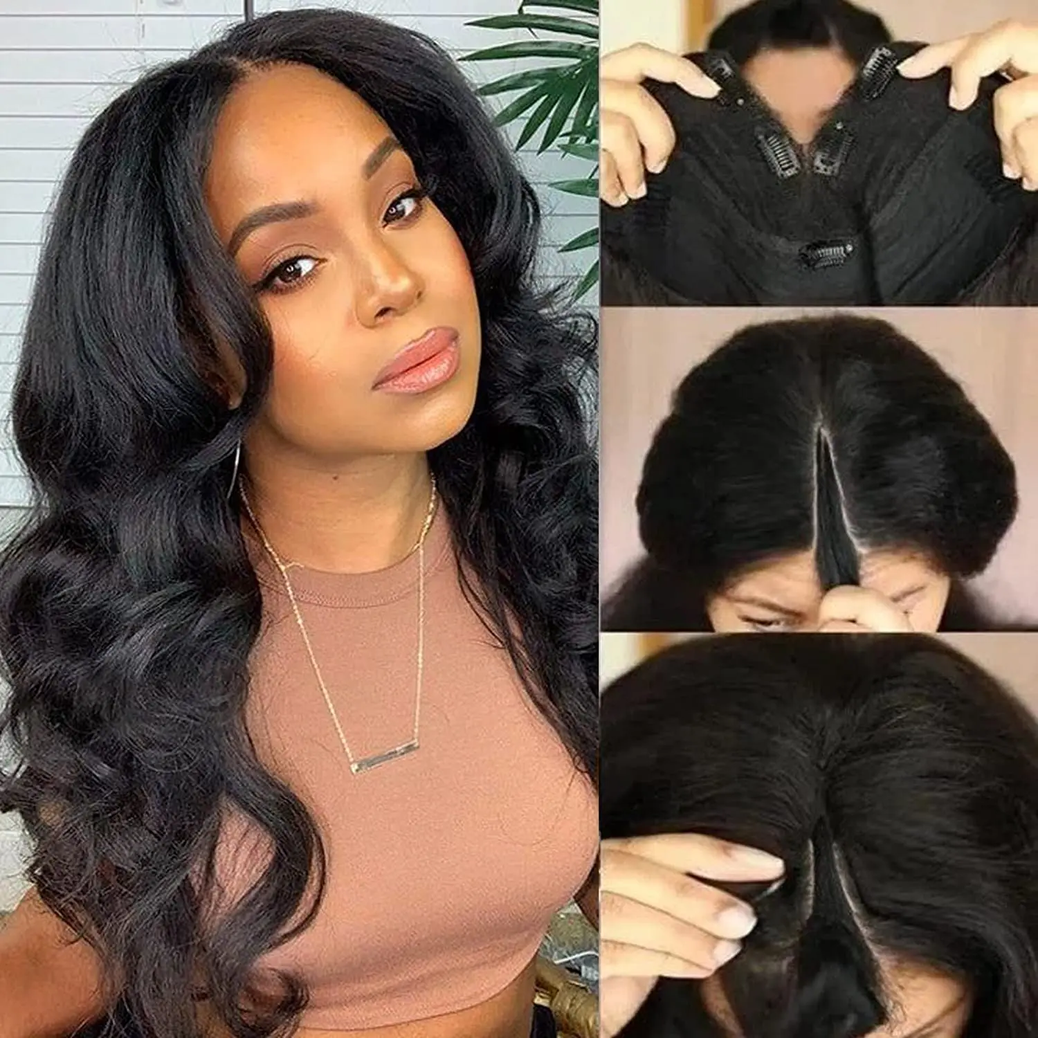 

Body Wave V Part Wig Human Hair No Leave Out Thin Part Wig Glueless Updated Wigs Human Hair Beginner Friendly No Sew in NO Glue