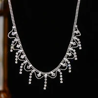 crystal necklace ladies rhinestone wedding party favors high jewelry fashion design fringe sparkling zirconium diamonds