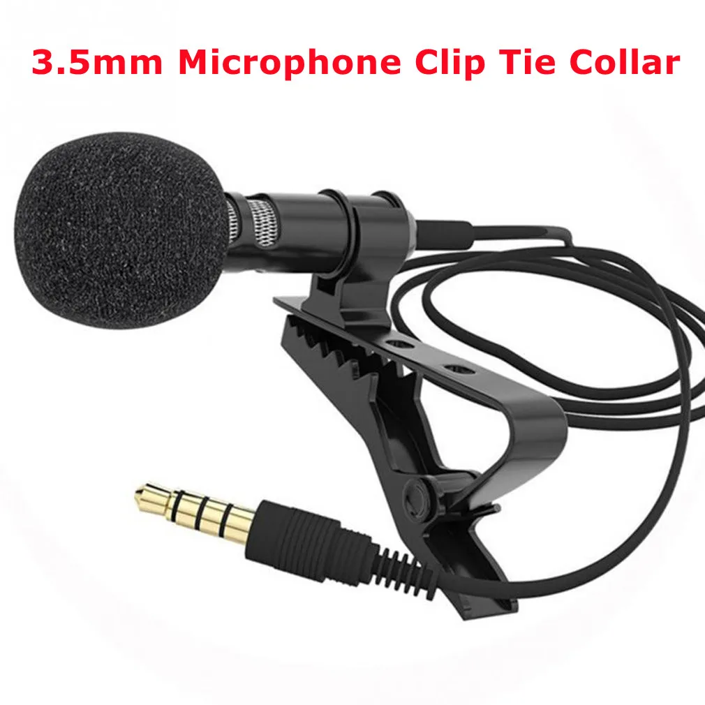 

3.5mm Microphone Clip Tie Collar for Mobile Phone Speaking In Lecture 1.5m/3m Bracket Clip Vocal Audio Video Lapel Microphone