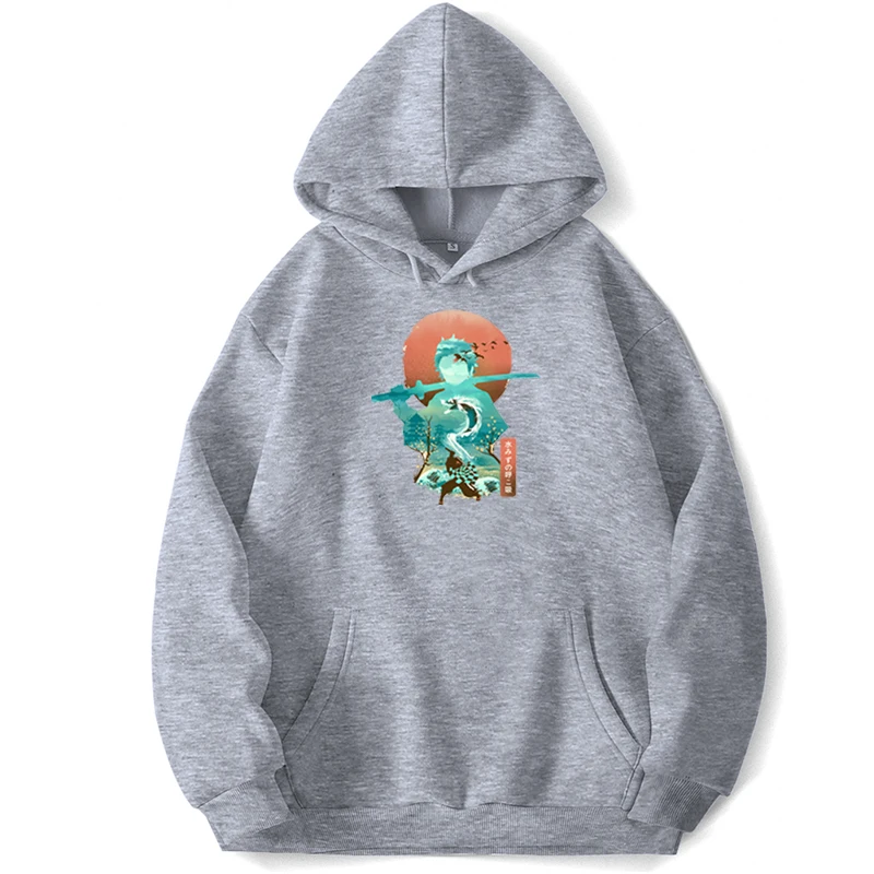 

Мужские толстовки с капюшоном, джемпер в японском стиле аниме, с карманами-трапециями, рассекающий демонов киметсу но яйба, осень