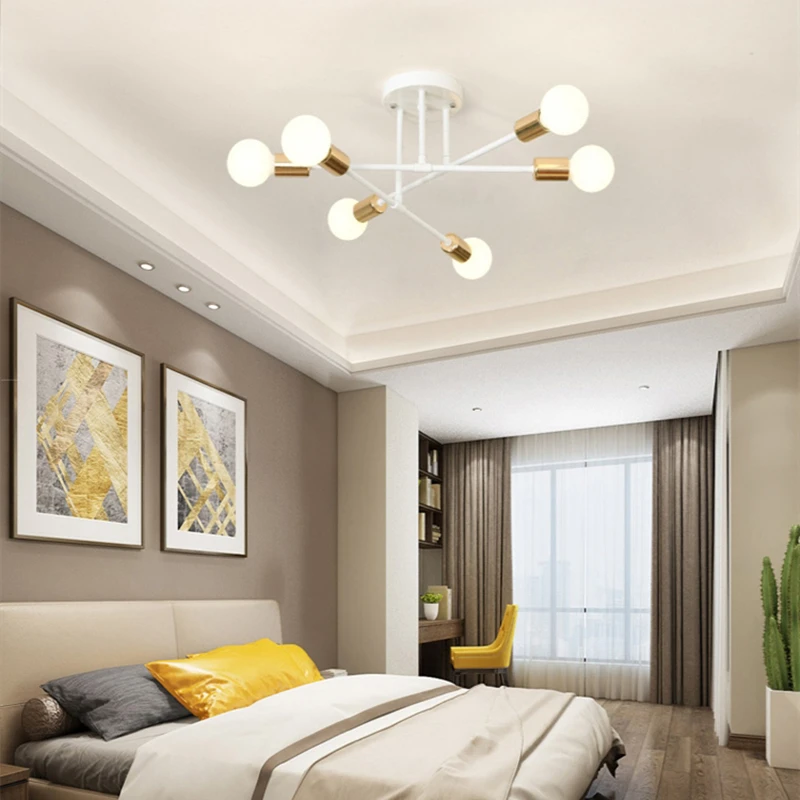 Nordic LED Ceiling Light Modern Iron Creative Glass Ball Home Living Room Restaurant Study Lighting Gold Hallway Bedroom Lamp |
