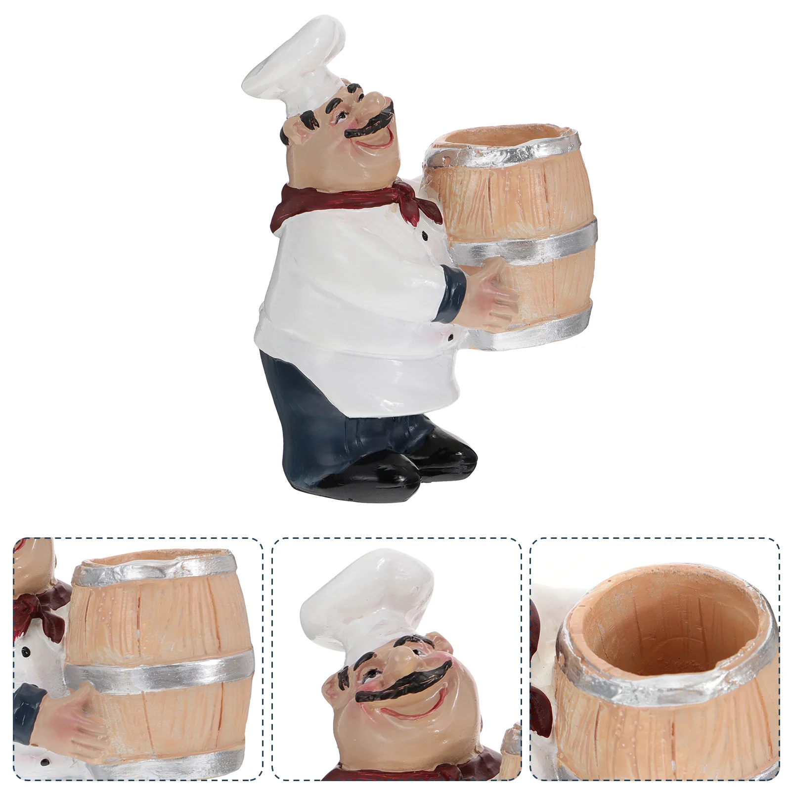 

Toothpick Chef Holder Dispenser Resin Figurines Bottle Statue Case Kitchen Fat Box Ornaments Nordic French Container Figurine