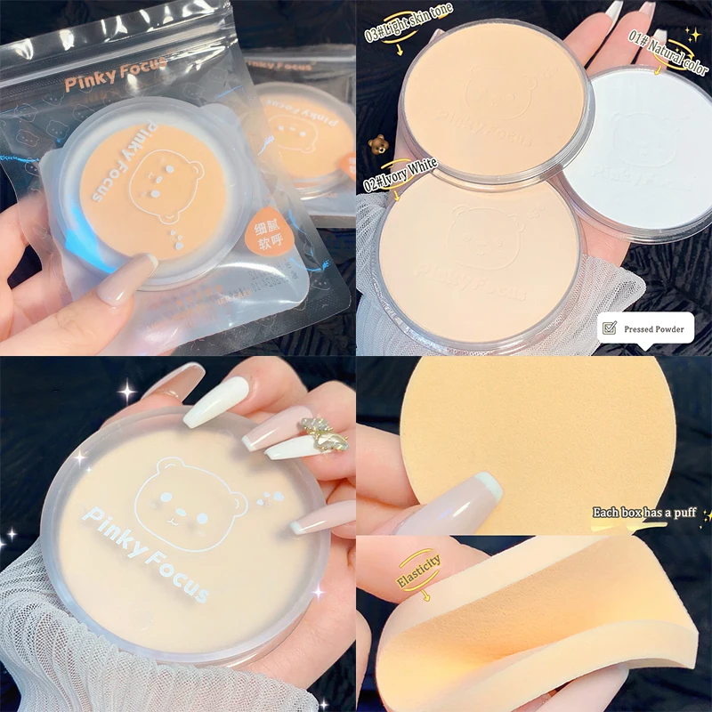 

3 Colors Bear Setting Powder Palette Brighten Face Foundation Makeup Long-lasting Oil Control Concealer Loose Pressed Powder