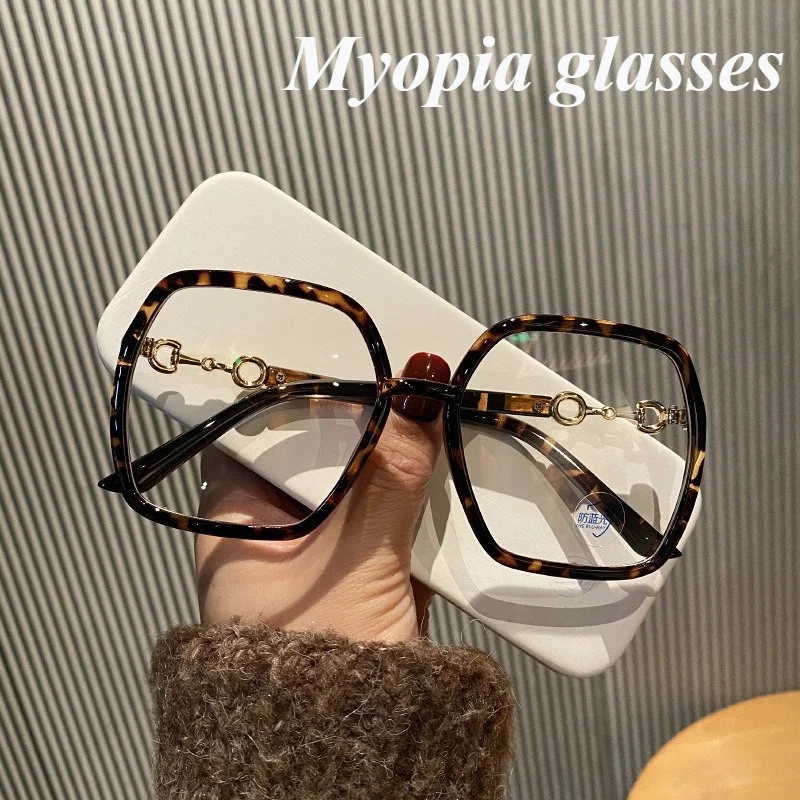 Модные большие квадратные очки в стиле ретро женские металлической оправе