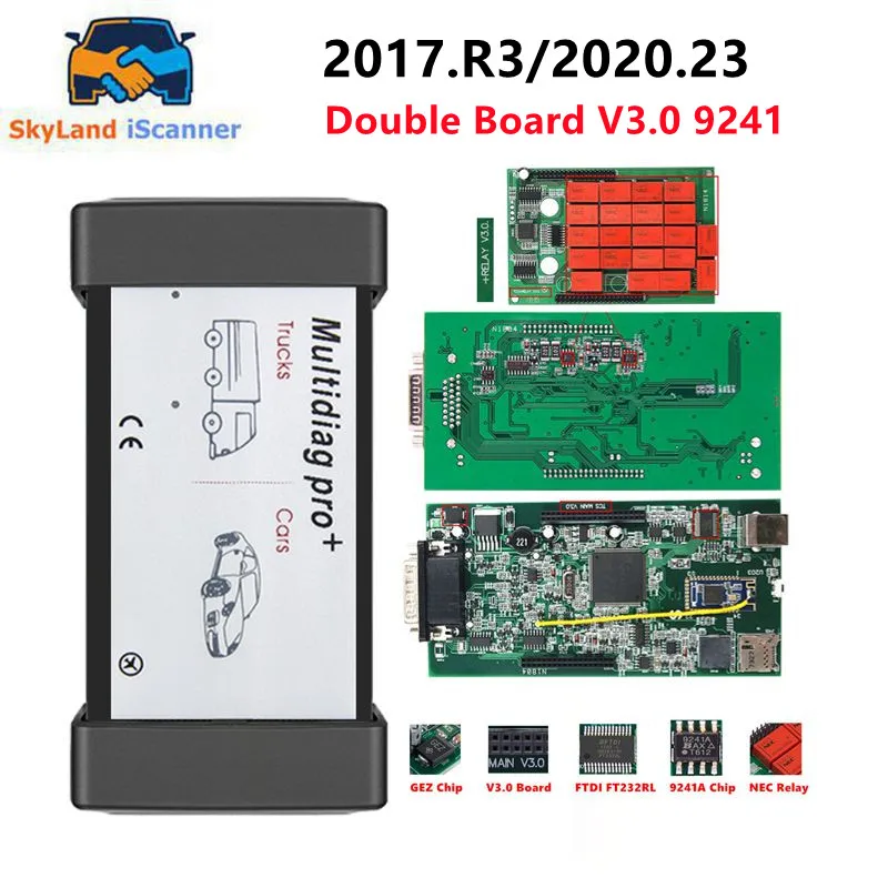 المهنية Multidiag برو + TCS DS150 V3.0 9241 2017.R3 USB و BT V3.0 NEC التبديلات ل OBD2 سيارات الشاحنات