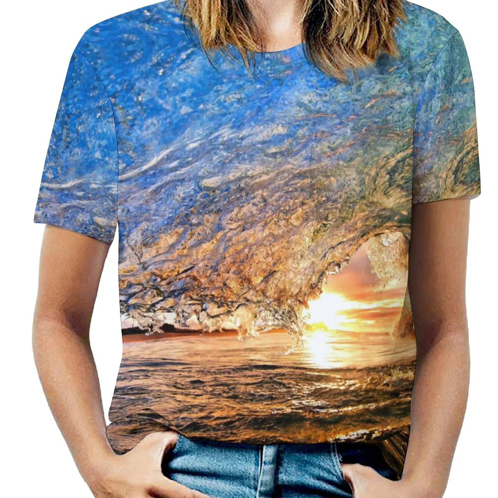 

Sunlight Water Sunset Hot Sale Home T-shirt Crewneck Movement Funny Novelty Tees Eur Size