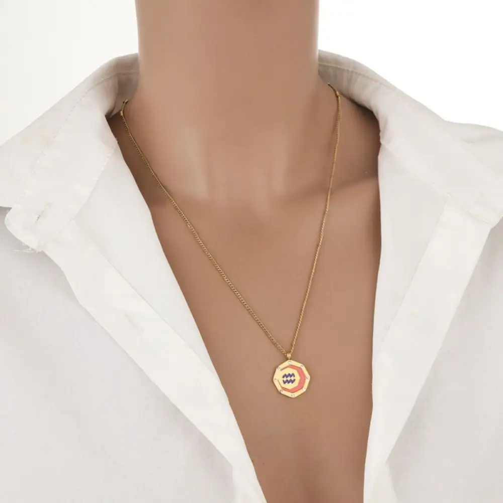 Титановые стальные цепочки 12 ожерелье с подвеской в виде знака зодиака золотая