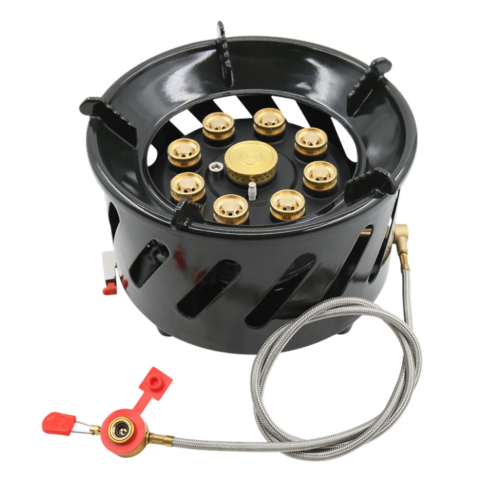 Outdoor Camping Stove 19800W 9-Core High-Power Gases Burner Stove Backpacking Stove Windproof with Adjustable Gases Valve
