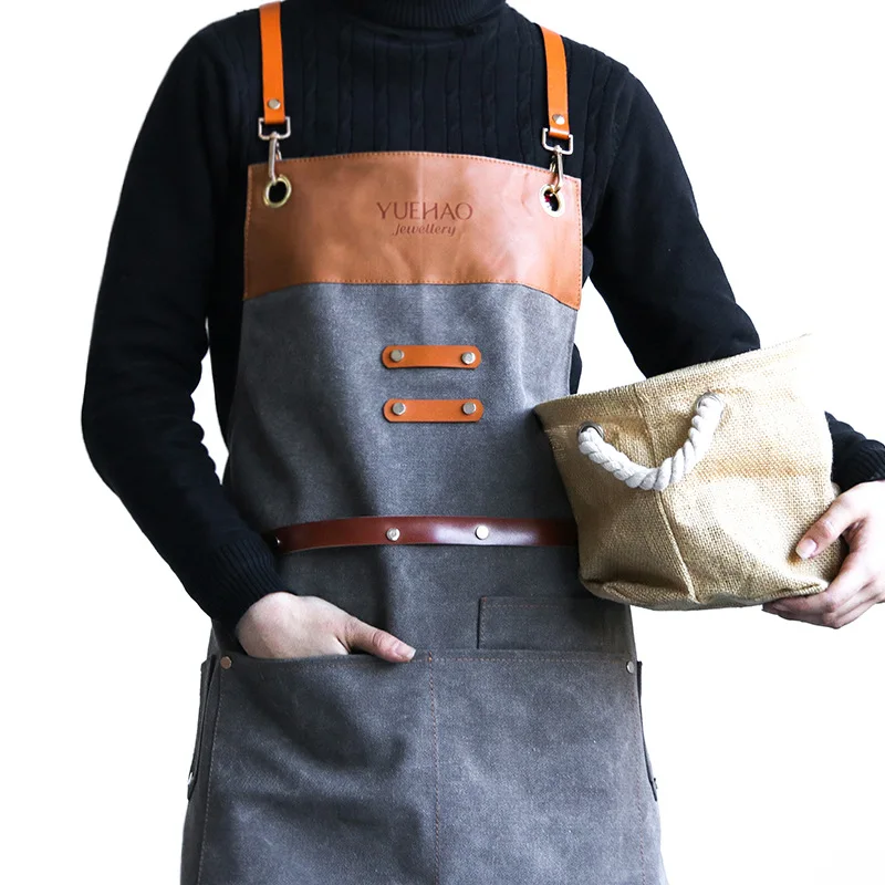 

Apron Barista Chinese Restaurant Floral Woodworking Baking Milk Tea Shop Nail Salon Workwear Men and Women Printed Logo