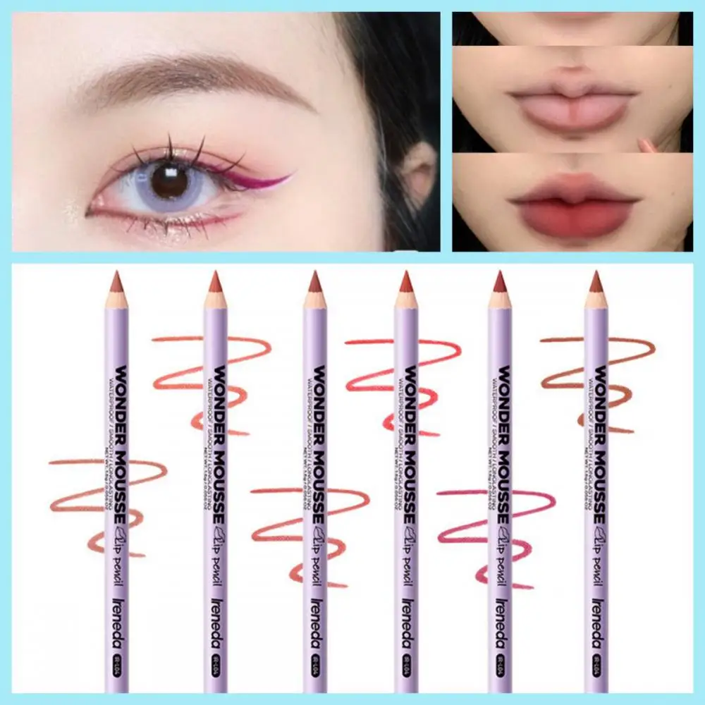 

6 Color Lip Liner Eyeliner Makeup Gel Pen Dual-purpose Silk Sliding Color Plump Lips Waterproof Long Lasting Beauty Cosmetics